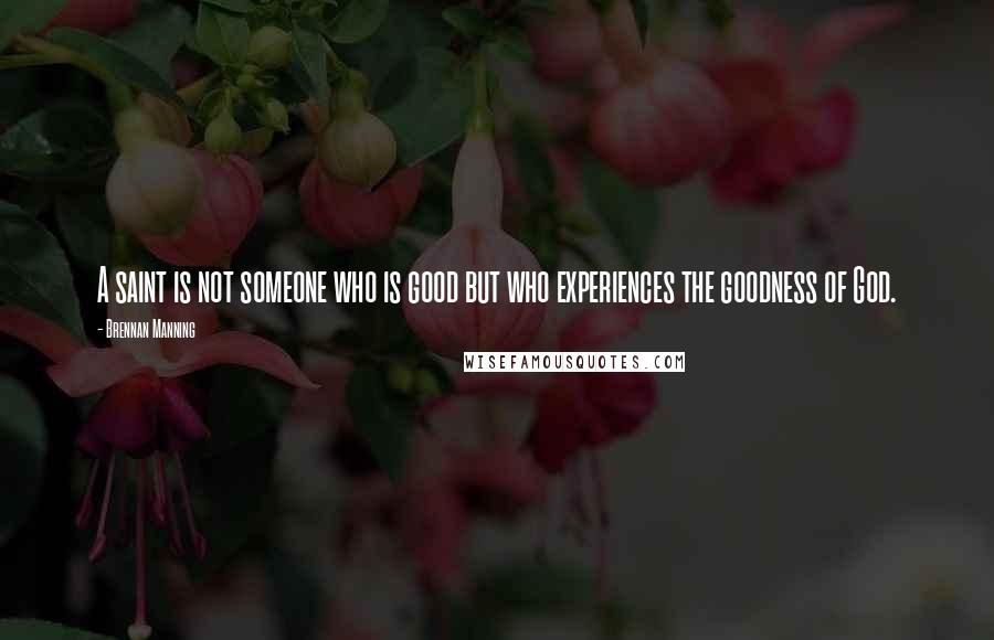 Brennan Manning quotes: A saint is not someone who is good but who experiences the goodness of God.