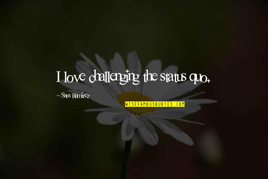 Brently Quotes By Sara Ramirez: I love challenging the status quo. Brently Quotes By Sara Ramirez: I love challenging the status quo.