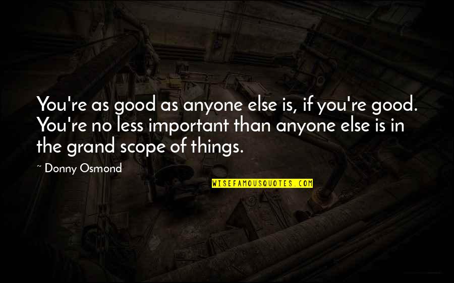 Bressi And Martin Quotes By Donny Osmond: You're as good as anyone else is, if Bressi And Martin Quotes By Donny Osmond: You're as good as anyone else is, if