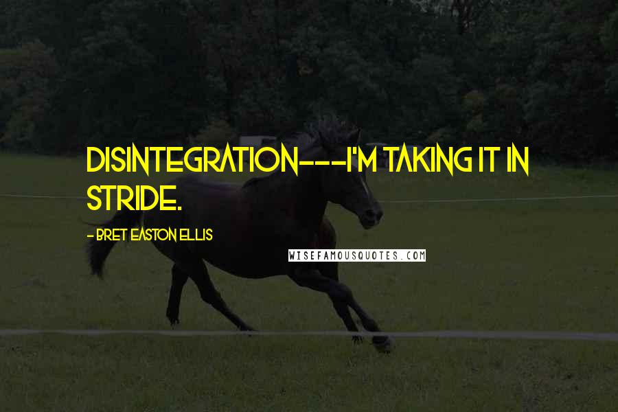 Bret Easton Ellis quotes: Disintegration---I'm taking it in stride.