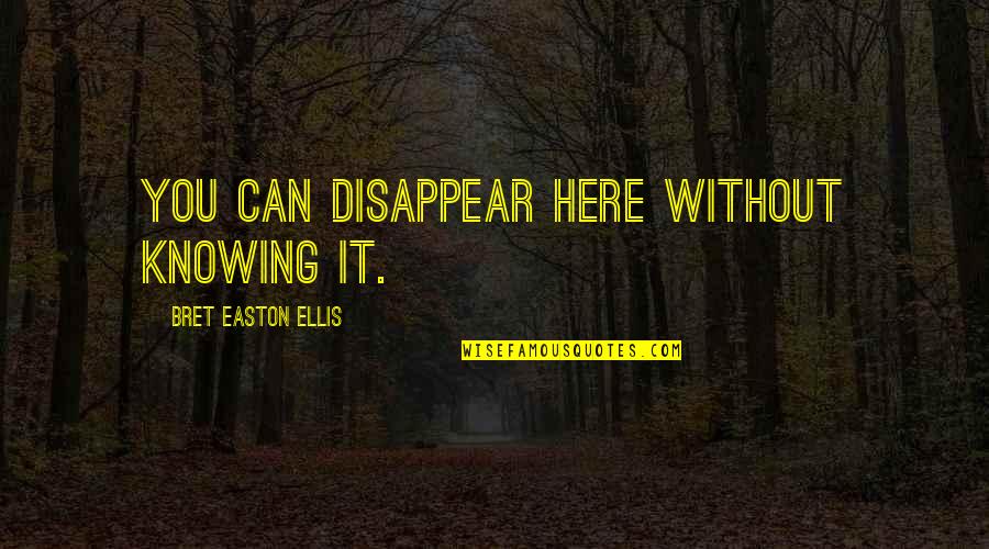 Bret Easton Ellis Quotes By Bret Easton Ellis: You can disappear here without knowing it.