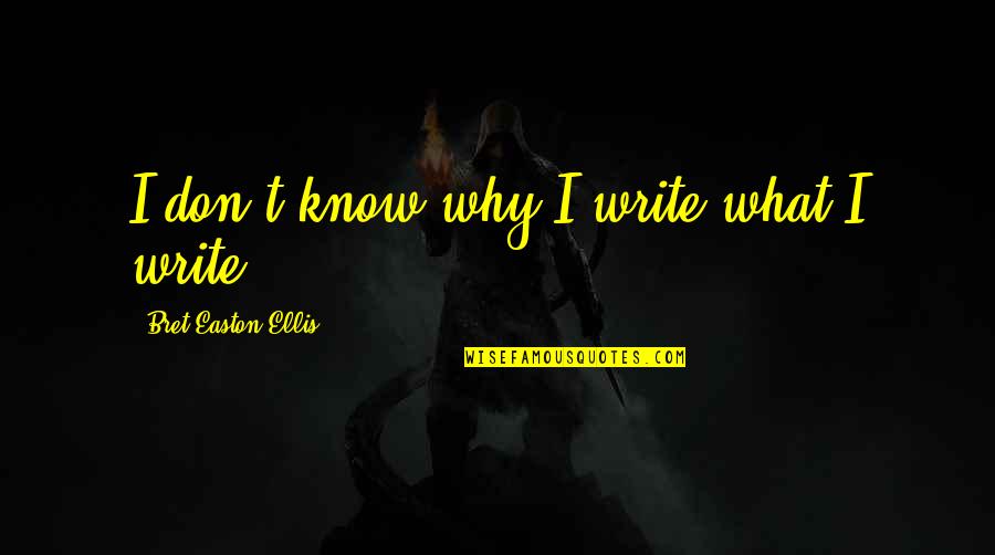 Bret Easton Ellis Quotes By Bret Easton Ellis: I don't know why I write what I