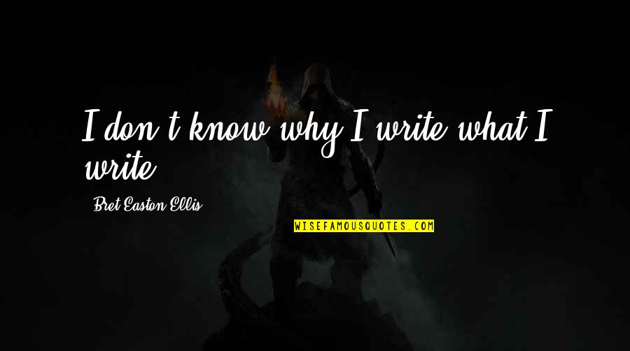 Bret Quotes By Bret Easton Ellis: I don't know why I write what I