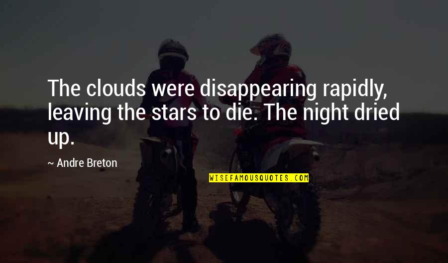 Breton Quotes By Andre Breton: The clouds were disappearing rapidly, leaving the stars