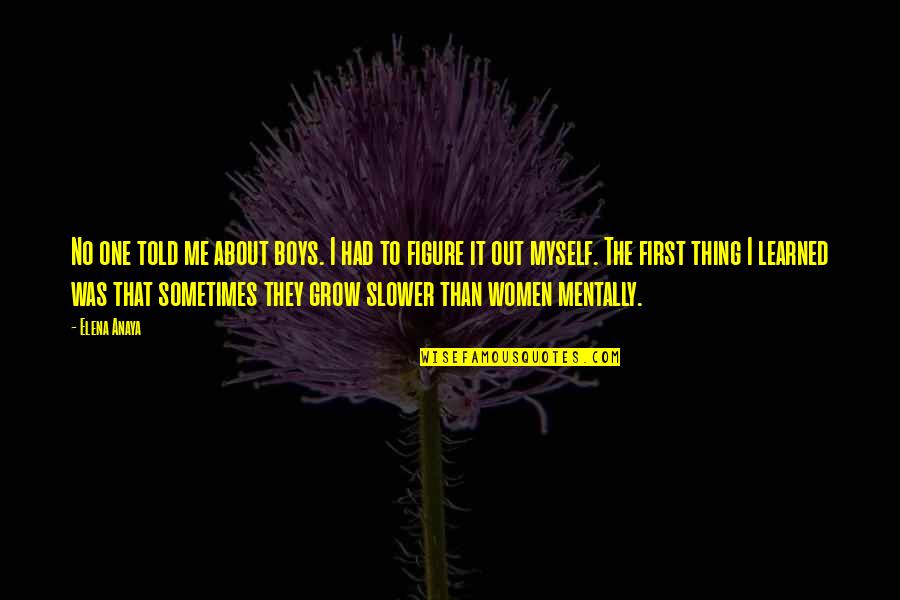 Brevance Quotes By Elena Anaya: No one told me about boys. I had Brevance Quotes By Elena Anaya: No one told me about boys. I had