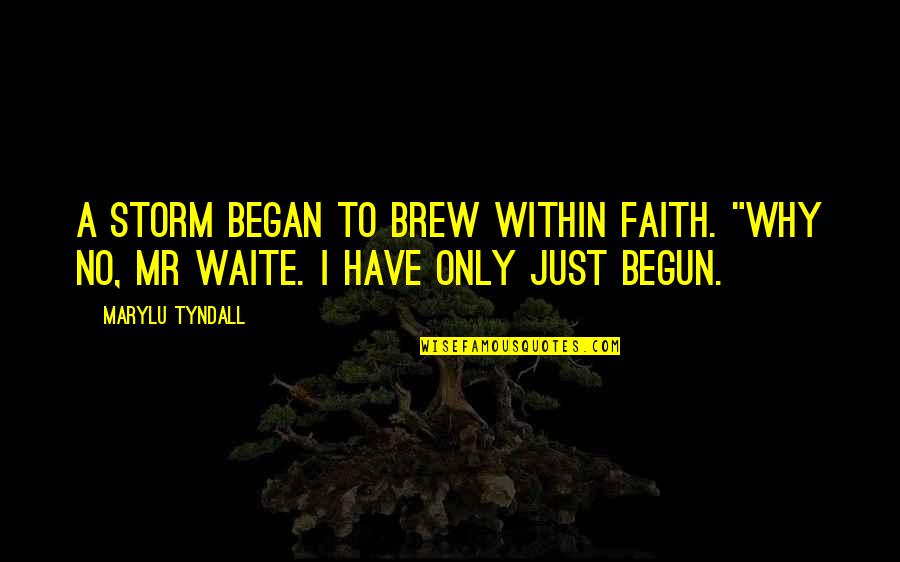 Brew'n Quotes By MaryLu Tyndall: A storm began to brew within Faith. "Why