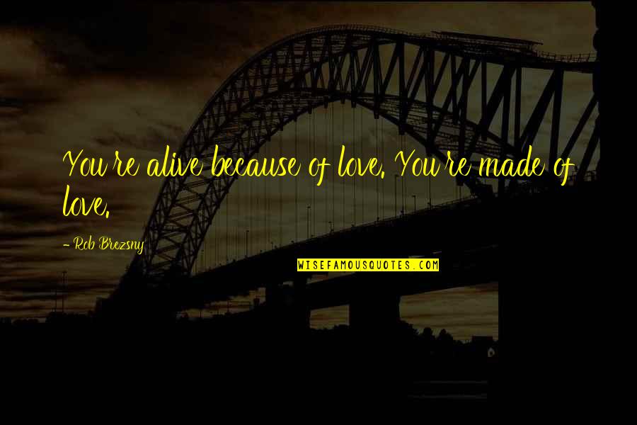 Brezsny Quotes By Rob Brezsny: You're alive because of love. You're made of