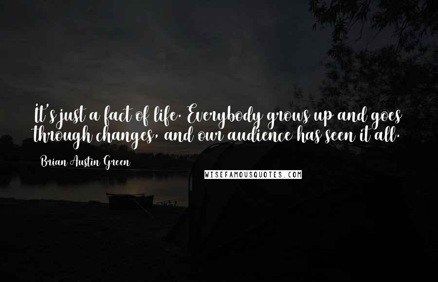 Brian Austin Green quotes: It's just a fact of life. Everybody grows up and goes through changes, and our audience has seen it all. Brian Austin Green quotes: It's just a fact of life. Everybody grows up and goes through changes, and our audience has seen it all.