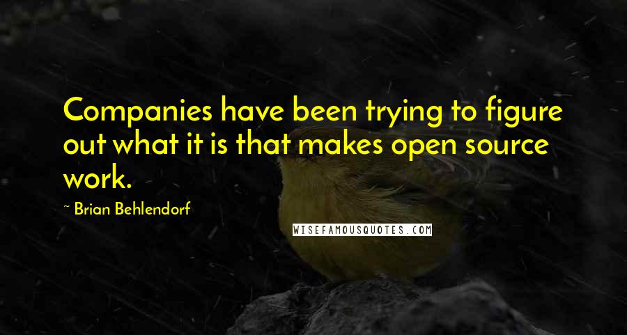 Brian Behlendorf quotes: Companies have been trying to figure out what it is that makes open source work.