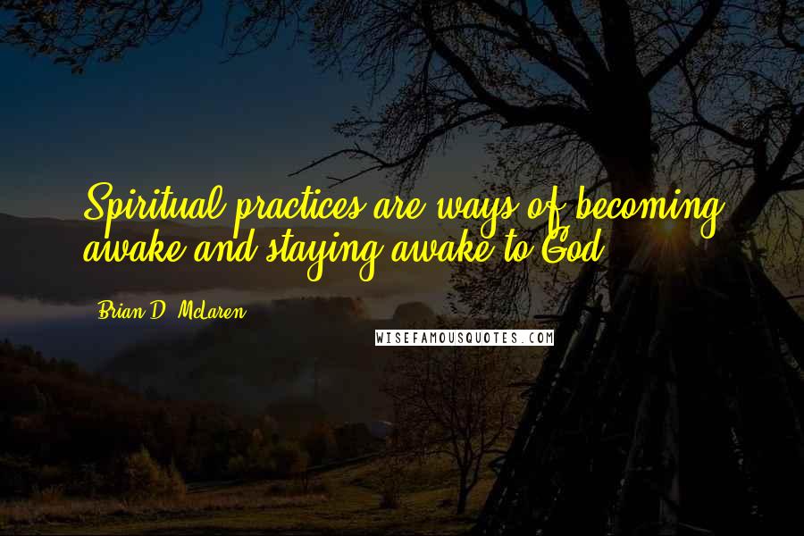 Brian D. McLaren quotes: Spiritual practices are ways of becoming awake and staying awake to God.