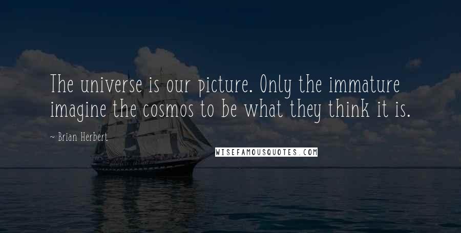 Brian Herbert quotes: The universe is our picture. Only the immature imagine the cosmos to be what they think it is.