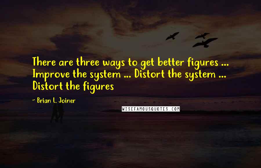 Brian L. Joiner quotes: There are three ways to get better figures ... Improve the system ... Distort the system ... Distort the figures