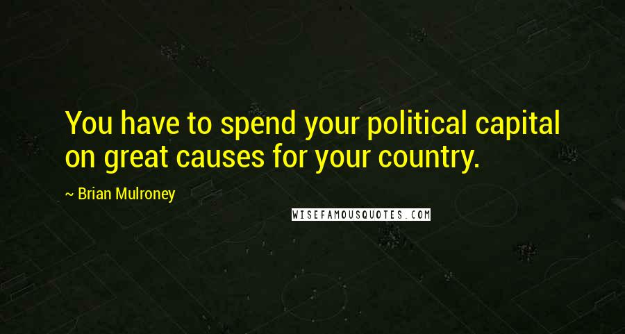 Brian Mulroney quotes: You have to spend your political capital on great causes for your country.