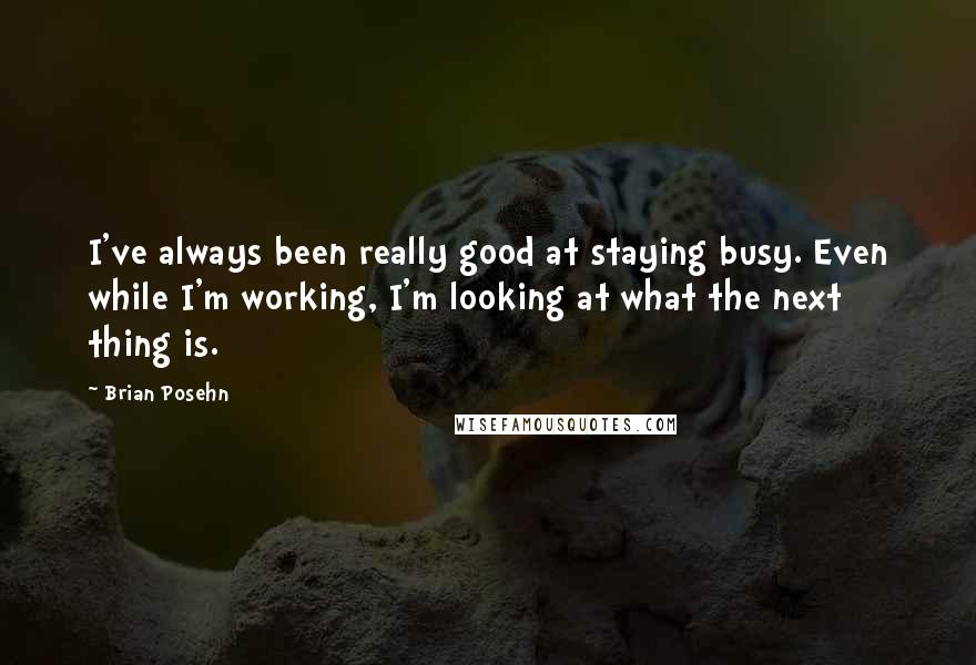 Brian Posehn quotes: I've always been really good at staying busy. Even while I'm working, I'm looking at what the next thing is.