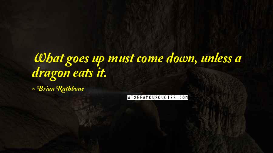 Brian Rathbone quotes: What goes up must come down, unless a dragon eats it.