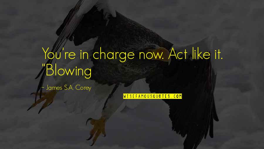 Brian Sandoval Quotes By James S.A. Corey: You're in charge now. Act like it. "Blowing Brian Sandoval Quotes By James S.A. Corey: You're in charge now. Act like it. "Blowing