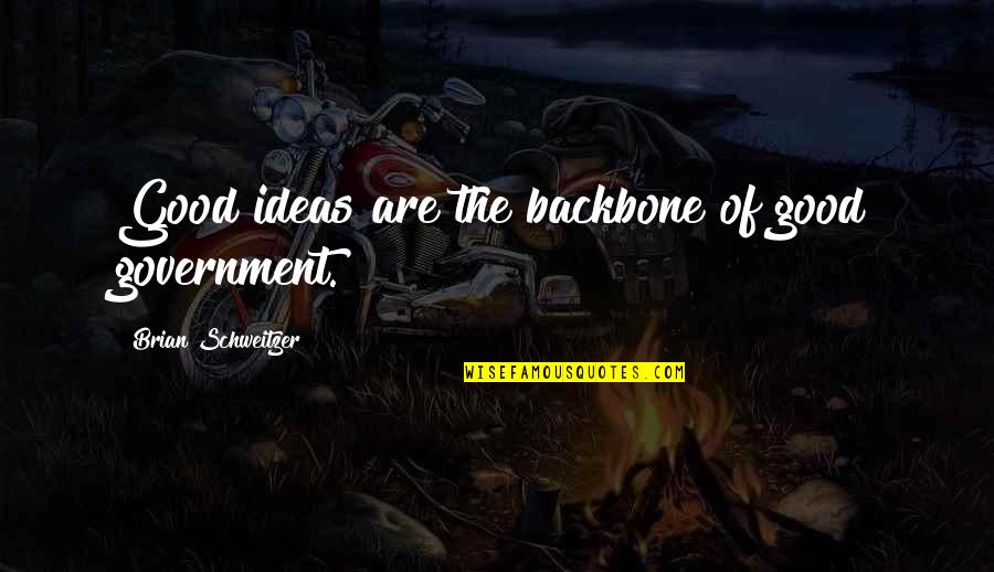 Brian Schweitzer Quotes By Brian Schweitzer: Good ideas are the backbone of good government. Brian Schweitzer Quotes By Brian Schweitzer: Good ideas are the backbone of good government.