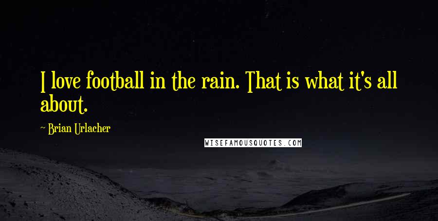 Brian Urlacher quotes: I love football in the rain. That is what it's all about.