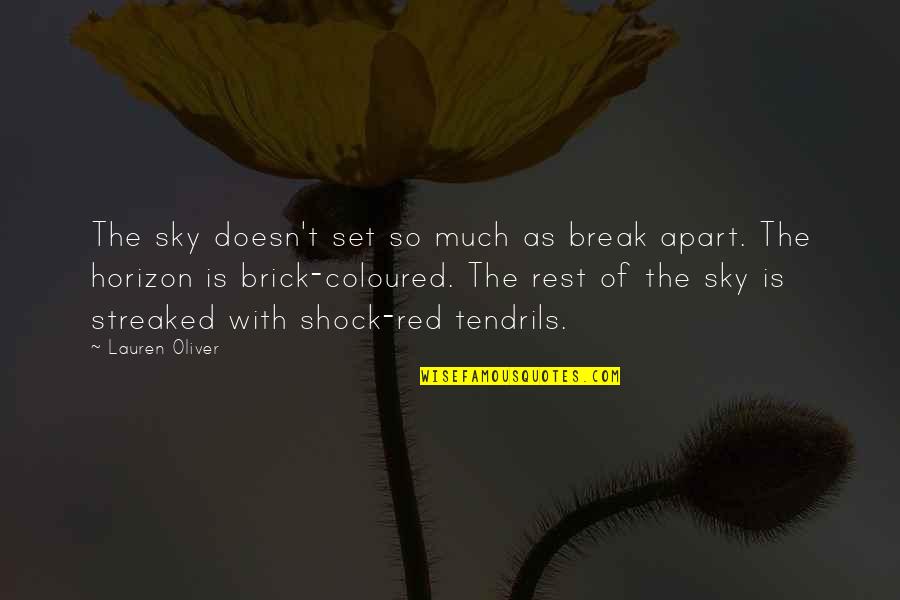 Brick Quotes By Lauren Oliver: The sky doesn't set so much as break