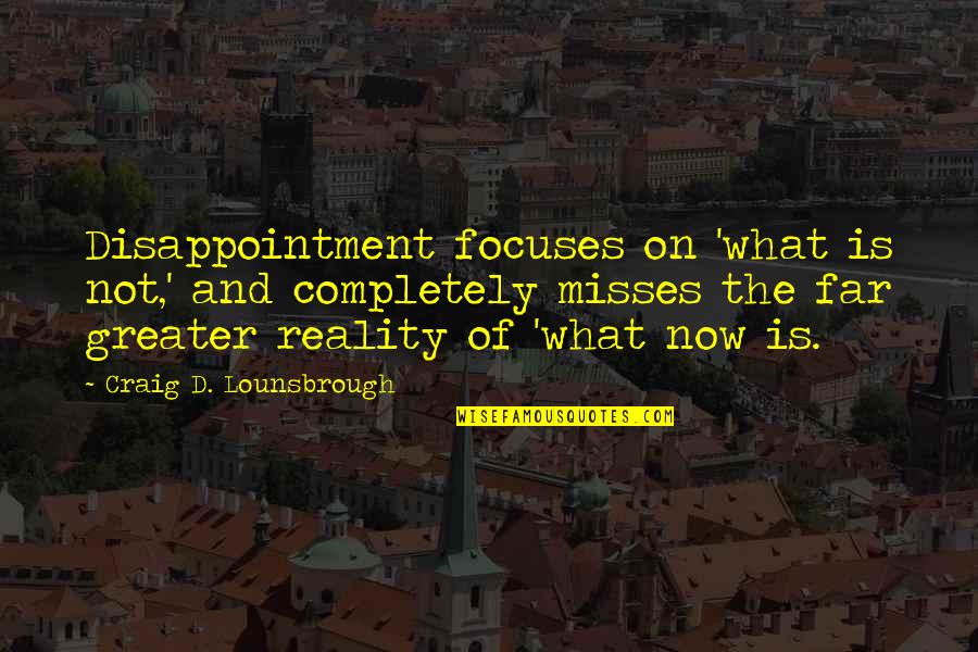 Brick Wall Waterfall Quotes By Craig D. Lounsbrough: Disappointment focuses on 'what is not,' and completely