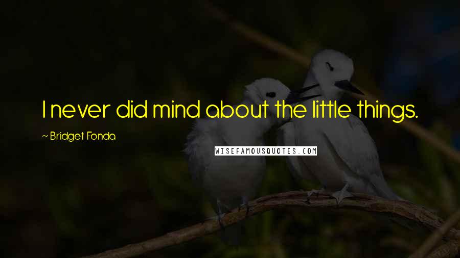 Bridget Fonda quotes: I never did mind about the little things.