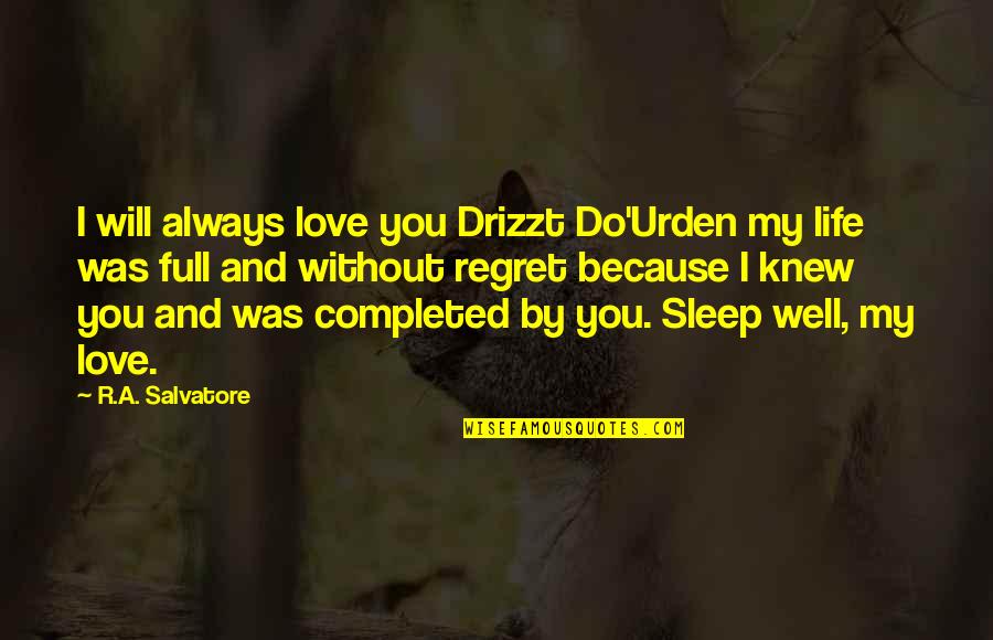 Brie Quotes By R.A. Salvatore: I will always love you Drizzt Do'Urden my