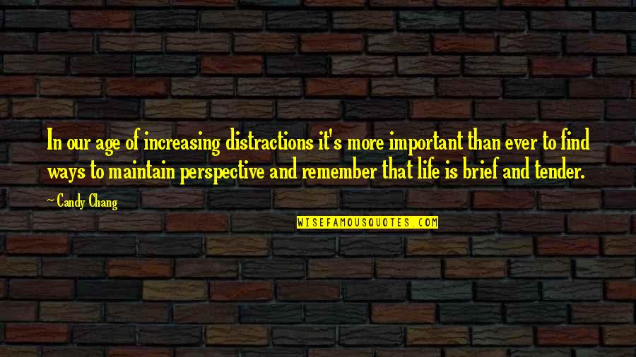 Brief Life Quotes By Candy Chang: In our age of increasing distractions it's more