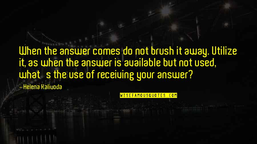 Brief Valentine Quotes By Helena Kalivoda: When the answer comes do not brush it