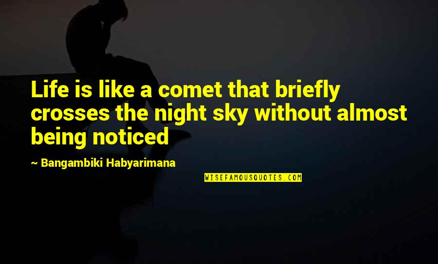 Briefly Quotes By Bangambiki Habyarimana: Life is like a comet that briefly crosses Briefly Quotes By Bangambiki Habyarimana: Life is like a comet that briefly crosses