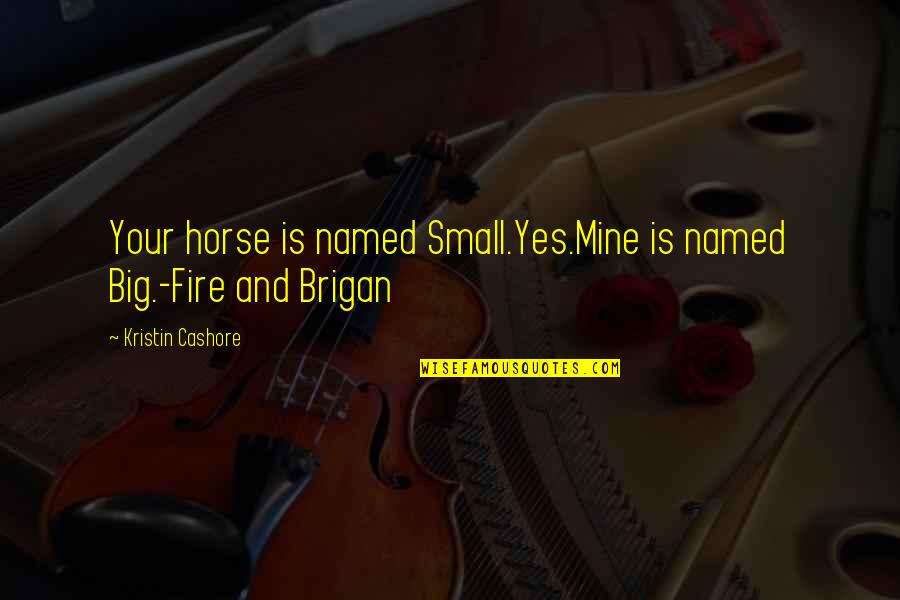 Brigan Quotes By Kristin Cashore: Your horse is named Small.Yes.Mine is named Big.-Fire