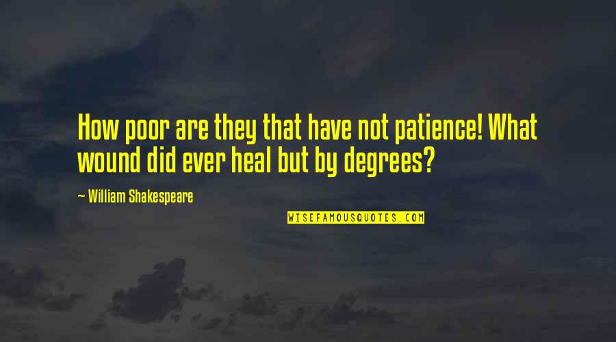 Brigance Transition Quotes By William Shakespeare: How poor are they that have not patience!