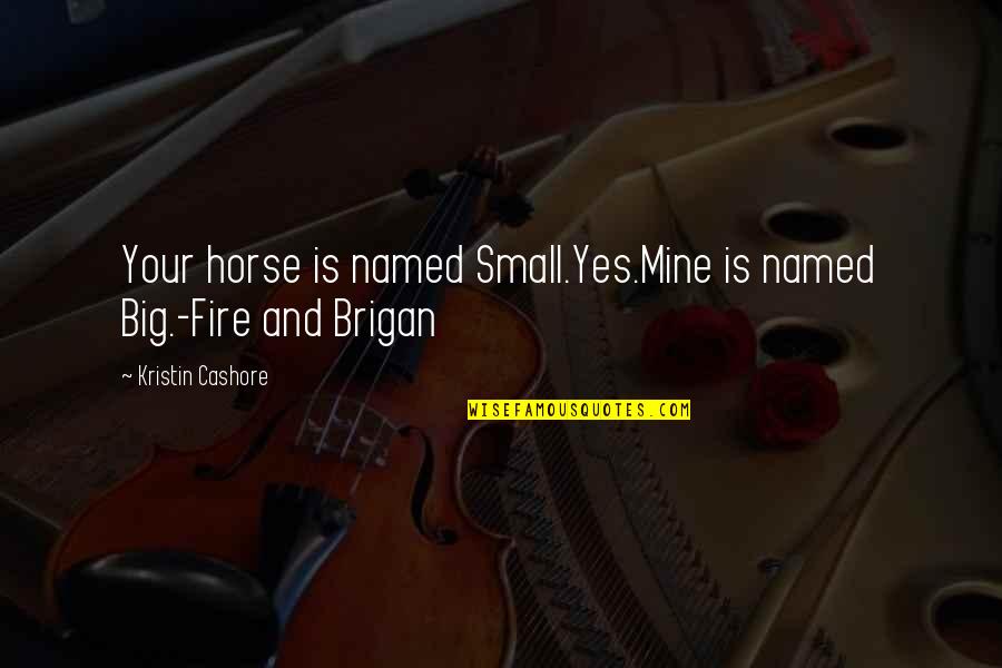 Brigan's Quotes By Kristin Cashore: Your horse is named Small.Yes.Mine is named Big.-Fire