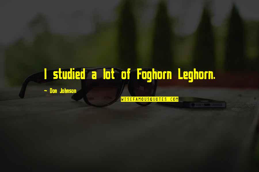 Brigantessa Quotes By Don Johnson: I studied a lot of Foghorn Leghorn. Brigantessa Quotes By Don Johnson: I studied a lot of Foghorn Leghorn.