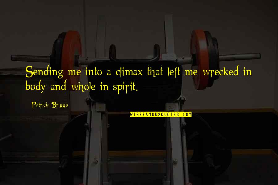 Briggs's Quotes By Patricia Briggs: Sending me into a climax that left me