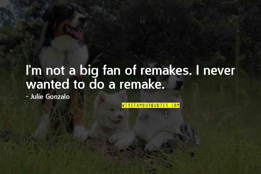 Briggsstrationmotors Quotes By Julie Gonzalo: I'm not a big fan of remakes. I Briggsstrationmotors Quotes By Julie Gonzalo: I'm not a big fan of remakes. I