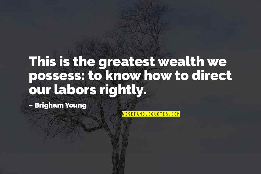 Brigham Quotes By Brigham Young: This is the greatest wealth we possess: to