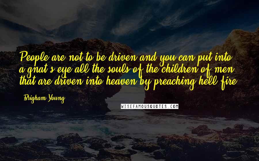 Brigham Young quotes: People are not to be driven and you can put into a gnat's eye all the souls of the children of men that are driven into heaven by preaching hell-fire.