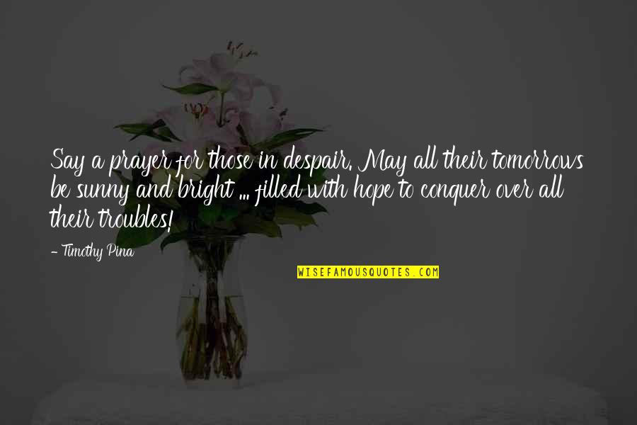 Bright And Sunny Quotes By Timothy Pina: Say a prayer for those in despair. May