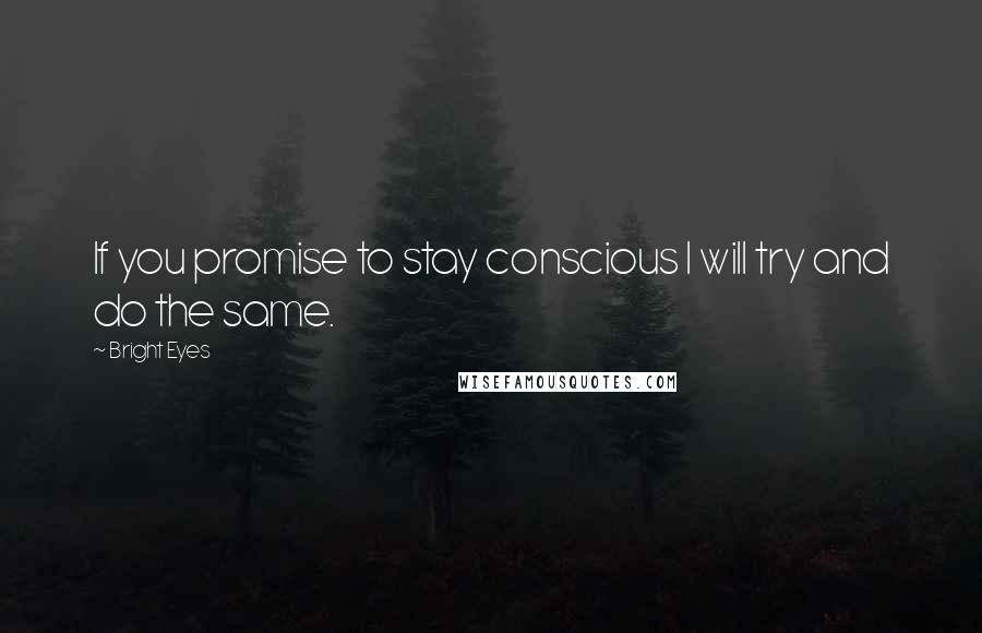 Bright Eyes quotes: If you promise to stay conscious I will try and do the same.