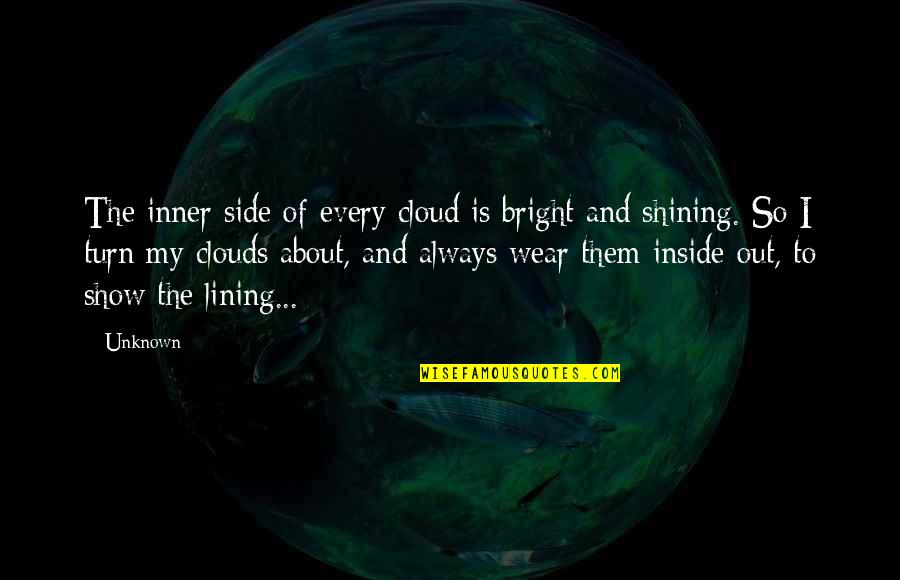 Bright Inspirational Quotes By Unknown: The inner side of every cloud is bright