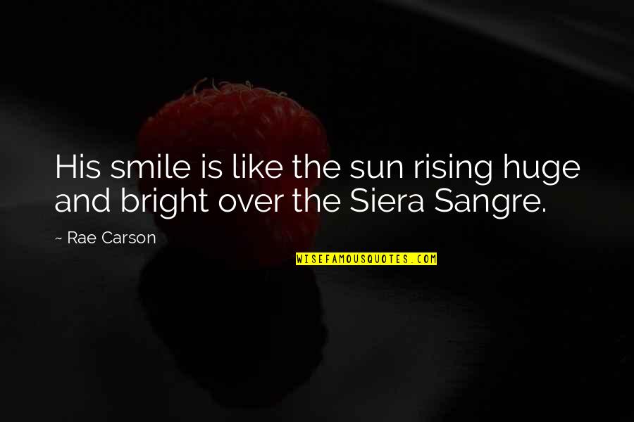 Bright Sun Quotes By Rae Carson: His smile is like the sun rising huge