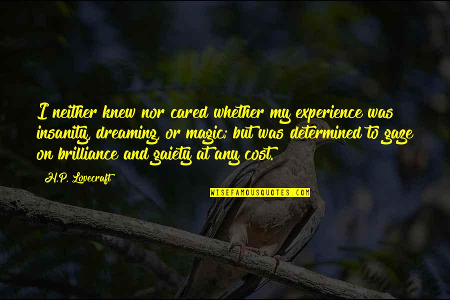 Brilliance Quotes By H.P. Lovecraft: I neither knew nor cared whether my experience