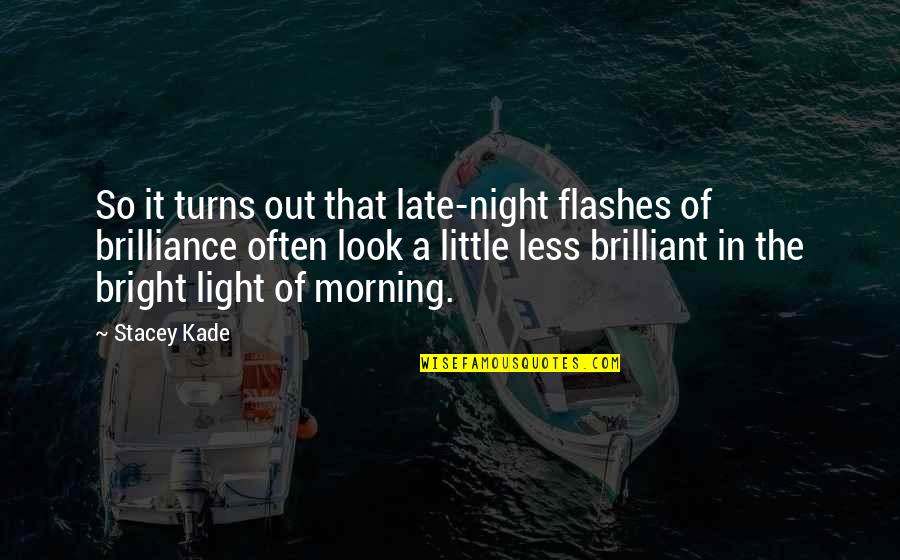 Brilliance Quotes By Stacey Kade: So it turns out that late-night flashes of