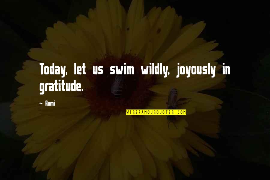Brilliants Rewards Quotes By Rumi: Today, let us swim wildly, joyously in gratitude.