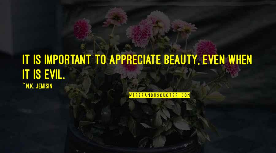 Brimage Mma Quotes By N.K. Jemisin: It is important to appreciate beauty, even when