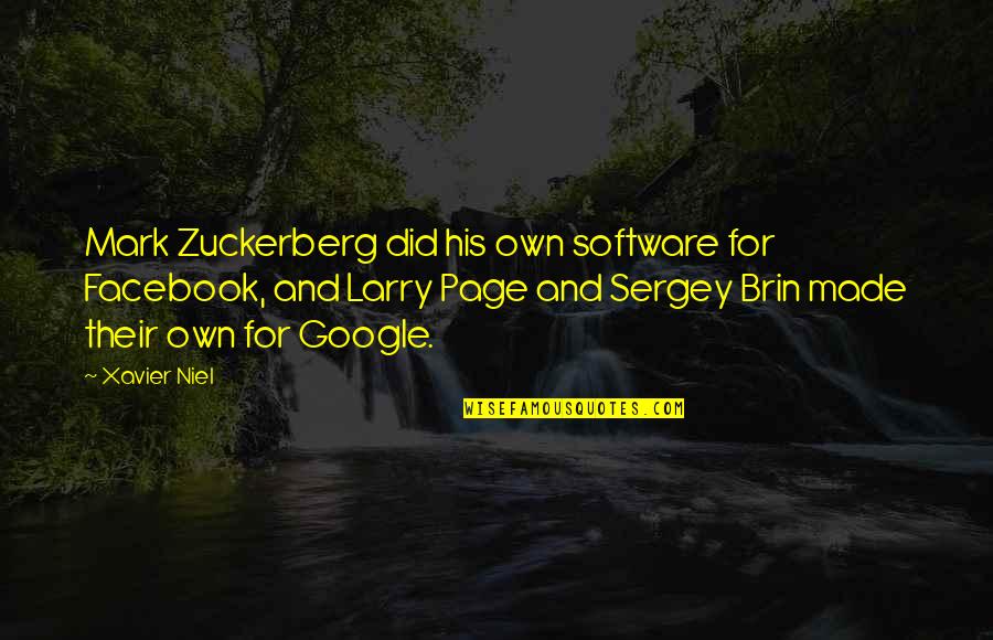 Brin Quotes By Xavier Niel: Mark Zuckerberg did his own software for Facebook,