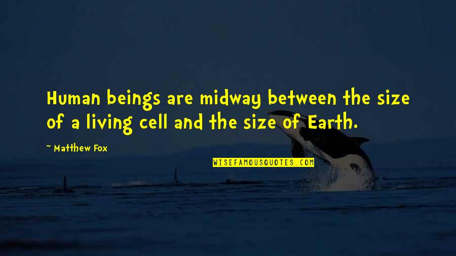 Brindavan Quotes By Matthew Fox: Human beings are midway between the size of