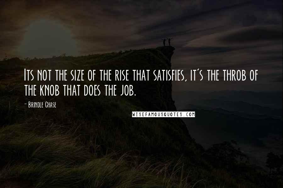 Brindle Chase quotes: Its not the size of the rise that satisfies, it's the throb of the knob that does the job.