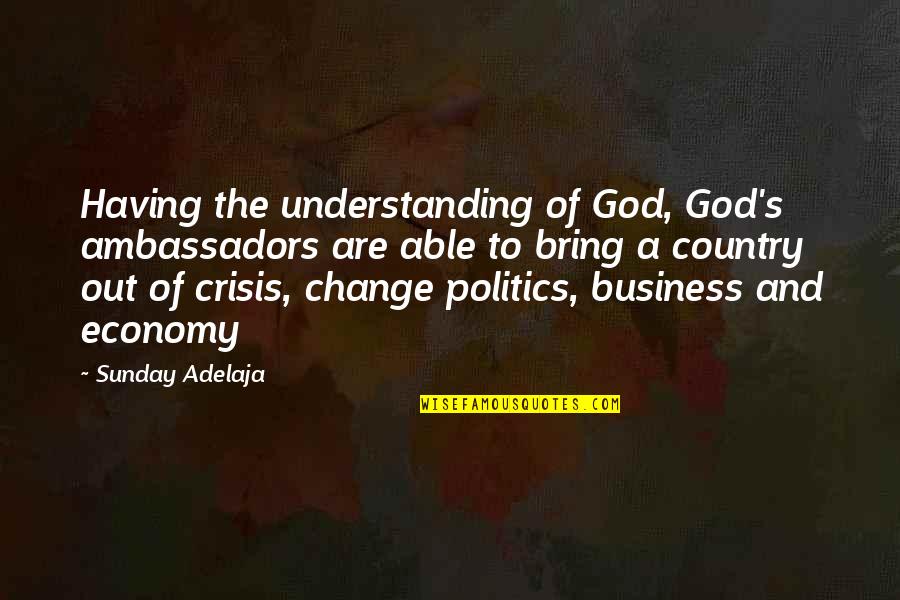 Bring A Change Quotes By Sunday Adelaja: Having the understanding of God, God's ambassadors are