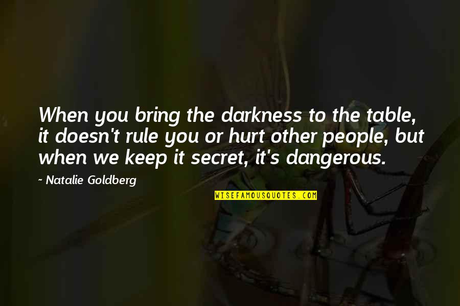 Bring Hurt Quotes By Natalie Goldberg: When you bring the darkness to the table,